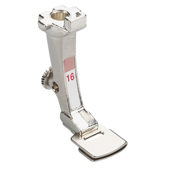 BERNINA Gathering Foot #16 Professional tool for uneven gathering For gathering individual fabric layers For gathering and simultaneously sewing onto a flat piece of fabric. For 5.5 mm and 9 mm machines