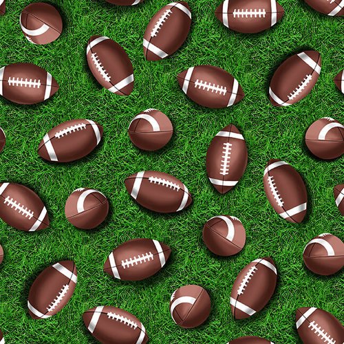 100% Cotton Quilting Fabric Blank Textiles Love the Game Footballs by the 1/2 Yard