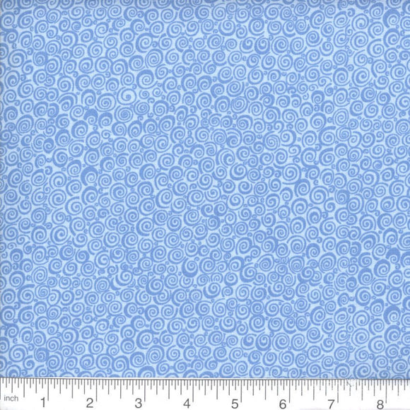 Quilting Fabric  By The 1/2 Yard Curly Q Light Blue
