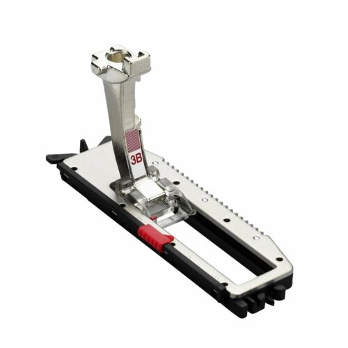 BERNINA Buttonhole Foot with Slide #3B Semi-automatic buttonhole sewing Sewing any number of buttonholes of exactly the same length Flexible choice of buttonhole length up to 30 mm With or without cording For 5.5 mm machines