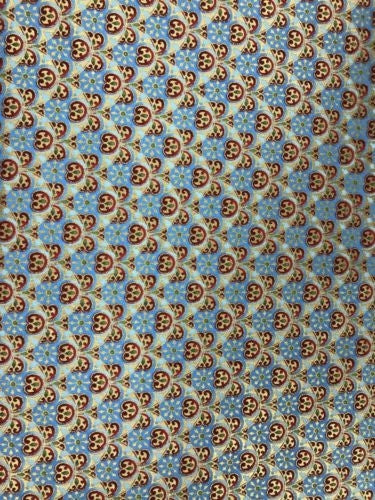 Quilting Fabric By The 1/2 Yard  In The beginning Peaceful Holiday BLue Gold